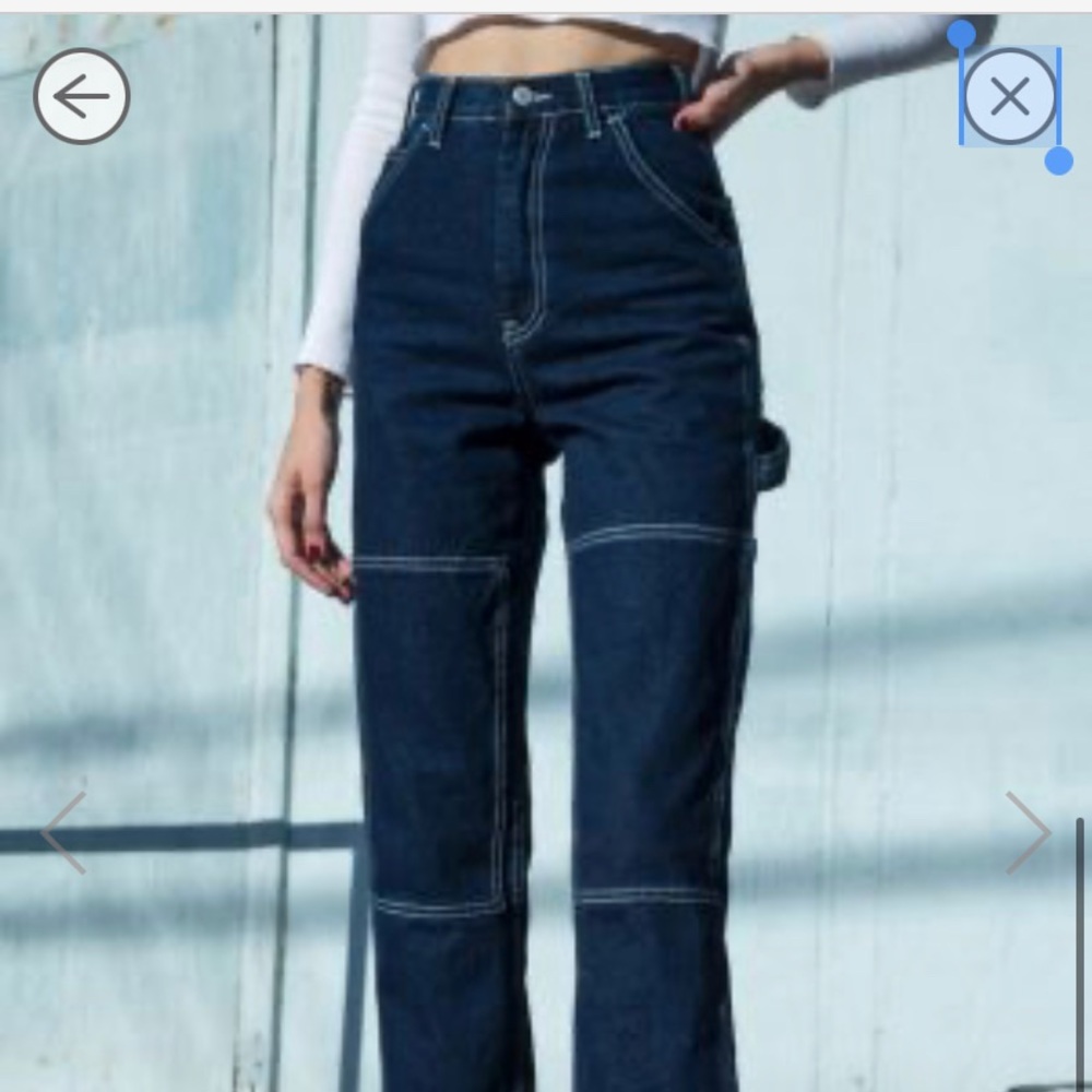 ARIANA DARK WASH PAINTER PANTS: Brandy Melville